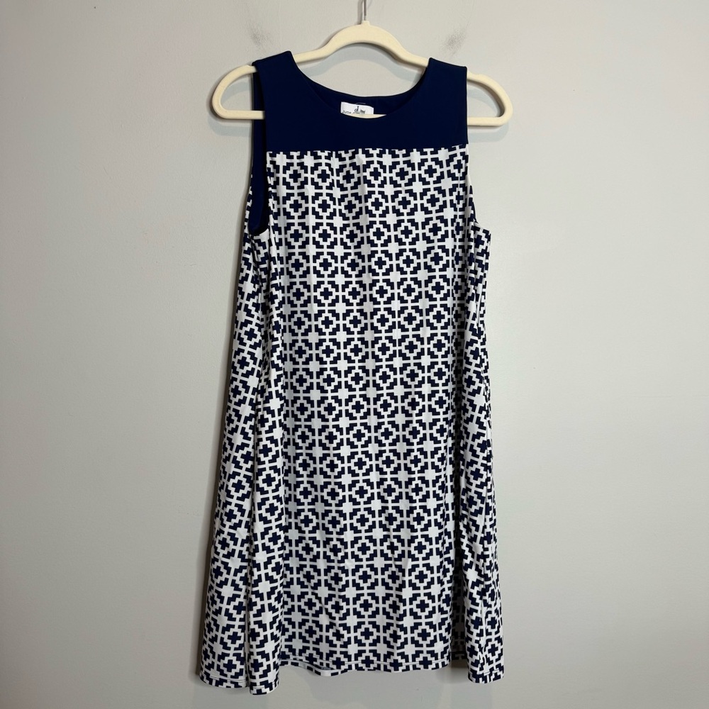 Jude Connally Molly Sleeveless Dress Medium Blue Resort Preppy Travel Coastal